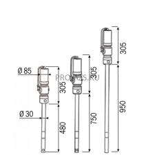 Пневматический насос для густых смазок с компрессией R = 100: 1 модель 750 мм Meclube