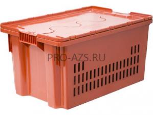 Ящик 600х400х300 мороз. дно сплошное, стенки перф, Safe PRO оранжевый с оранж крышкой
