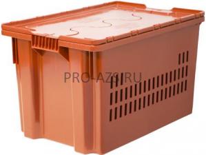 Ящик 600х400х400 мороз. дно сплошное, стенки перфорированные, с крышкой, Safe PRO оранжевый
