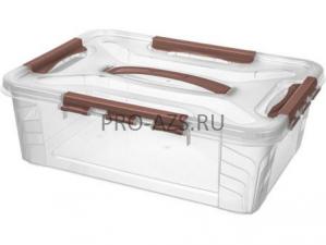 Ящик GRAND BOX 390х290х124 10 л для хранения с крышкой с замками коричневый