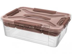 Ящик GRAND BOX 390х290х124 10 л для хран. с крышк. с замком и вставкой-органайзером коричнев