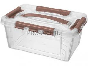 Ящик GRAND BOX 290Х190Х124 4,2 л для хранения с крышкой с замками коричневый