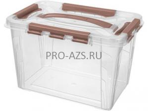 Ящик GRAND BOX 290х190х180 6,65 л для хранения с крышкой с замками коричневый