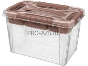Ящик GRAND BOX 290х190х180 6,65 л для хран. с крышк. с замком и вставкой-органайзером коричн