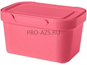 Ящик Luxe 189х132х110 1,9 л для хранения с крышкой розовый