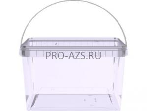 Ведро 2л. прямоугольное, с прозрачной крышкой, с ручкой пластик прозрачное